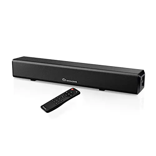 Wohome Small Sound Bars for TV, 50W 16-Inch Ultra Slim Mini Surround Soundbar Speakers System with Wireless Bluetooth 5.0 Optical AUX USB Connection, 5EQs, for 4K & HD TVs (Official Refurbishment)