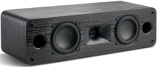 Saiyin Center Channel Speaker with Dual 3.5-Inch Woofers and Horn Tweeter, for Desktop Stereo or Home Theater Surround Sound, Requires a Separate Amplifier or Receiver, Wall Mountable, Single