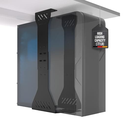 Heavy Duty Under Desk PC Holder – Up to 77 lbs Load Capacity - Adjustable Computer Tower Holder – CPU Holder Under Desk Mount - PC Holder Under Desk – Under Desk Computer Mount (Black)