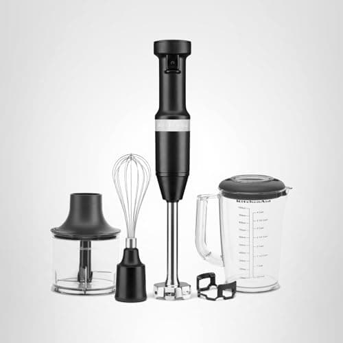 KitchenAid Variable Speed Corded Hand Blender with Accessories, Black Matte, KHBV83BM 5