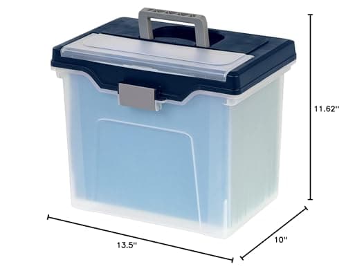 Office Depot Large Mobile File Box, Letter Size, 11 5/8in.H x 13 3/6in.W x 10in.D, Clear/Blue, 110988 5