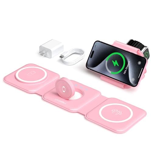 UCOMX 3 in 1 Charging Station for Multple Devices,Foldable 3 in 1 Wireless Charger for Travel,Nano Wireless Charging Station for iPhone16 15 14 13 12 Pro Max/Watch 10 9 8 7 6 5 4 3 Ultra/AirPod Pro