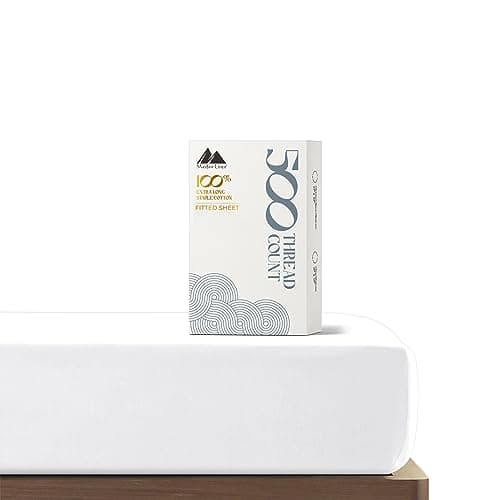 Mayfair Linen 100% Cotton Fitted Sheet King Size - 500 Thread Count Fitted Sheet King Cotton Only, Luxuriously Soft, Durable, Cooling 16" Deep Pocket Sateen Weave Bottom, Luxury Hotel Quality - White