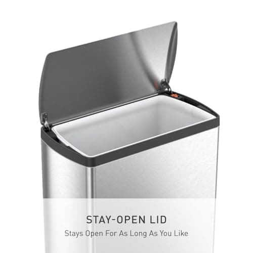 simplehuman 50 Liter / 13.0 Gallon Rectangular Kitchen Step Trash Can, Brushed Stainless Steel 6