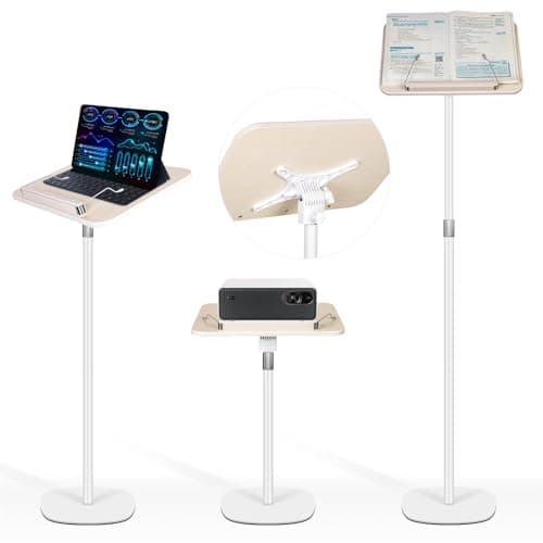 TNNOP Floor Standing Book Stand, Foldable Book Holder for Reading with Page Clips, 19"–51" Height Adjustable, Sturdy Podium Stand for Reading, Bible, Laptop, Cookbooks, or Projector