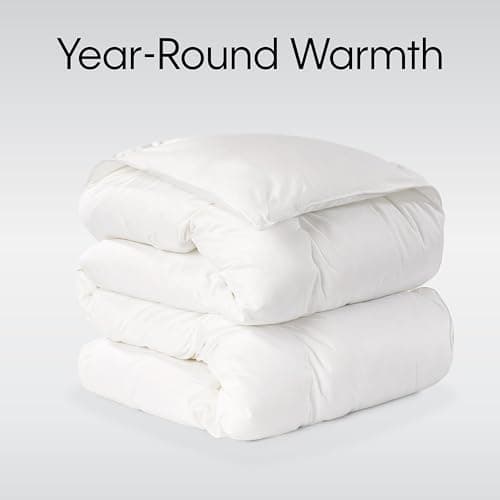Calvin Klein Almost Down Comforter, 100% Cotton Full/Queen Size Year-Round Warmth Duvet Insert with Corner Tab Ties, 88 in x 96 in, White 5