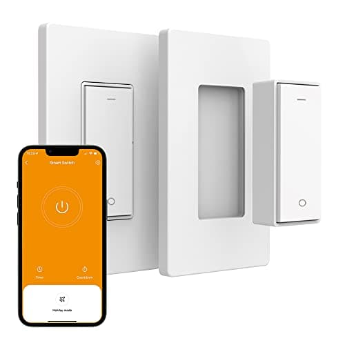 ORVIBO Smart Switch Kit, Single Pole, WiFi Switch with RF Remote Control and Wall Mount, Compatible with Alexa and Google Assistant, Neutral Wire Required, No Hub Needed, Not dimmable