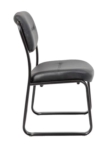 Boss Office Products B9539 Leather Sled Base Side Chair in Black, 250 7