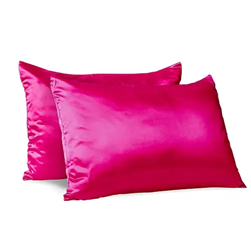 Morning Glamour 2 Pack Signature Box Pillowcases, Fuschia, Queen (U.S. Standard)