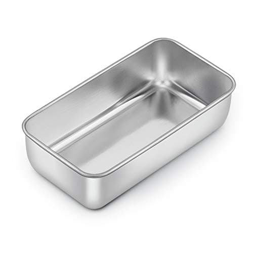 E-far Loaf Pan for Baking Bread, 9 x 5 Inch Stainless Steel Baking Loaf Pan, Metal Bakeware for Bread Meatloaf Cake Brownies, Healthy & Non Toxic, Brushed Finish & Easy Release, Oven & Dishwasher Safe