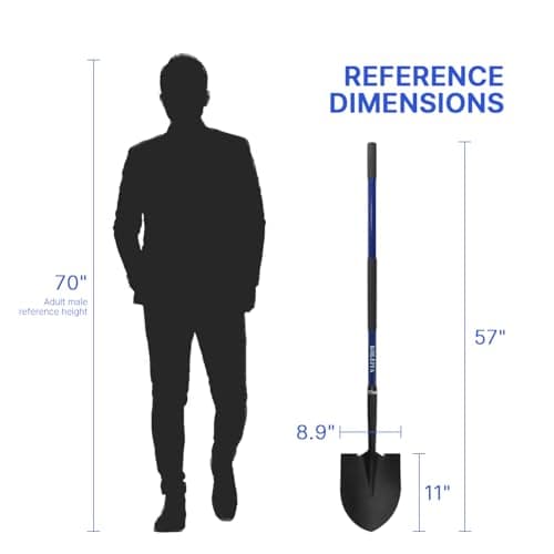 KOLEIYA Shovel,Shovels for Digging Heavy Duty with Fiberglass Handle,Spade Shovel for Gardening Trenching Planting Transferring,57 inches,Blue 6