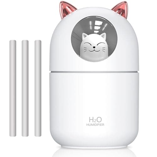 Portable Small Humidifier, YIMIKE 300ml Mini Cool Mist Humidifier with Night Light, USB Personal Humidifier Auto Shut-Off, Ultra-Quiet, 2 Spray Modes, Suitable for Home Office Travel