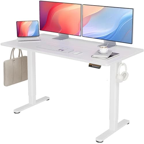 Seang Standing Desk with Adjustable Height, Electric Stand Up Desk 55x24 Inch for Home Office, Studio, Computer Workstation, White