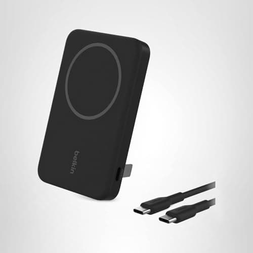Belkin Portable Charger, Wireless Power Bank 15W 5000mAh w/ Qi2, MagSafe Charger + Built-in Pop-up Kickstand - iPhone 17, Air, Pro, Pro Max, AirPods, Apple Watch, Google Pixel 10, etc. - Black 14