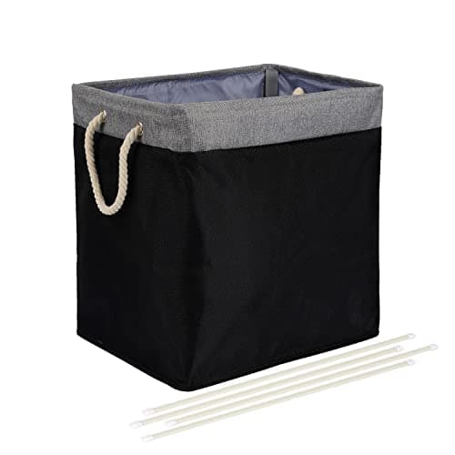 Amazon Basics Foldable Fabric Rectangular Laundry Hamper with Detachable Brackets, Large, Black