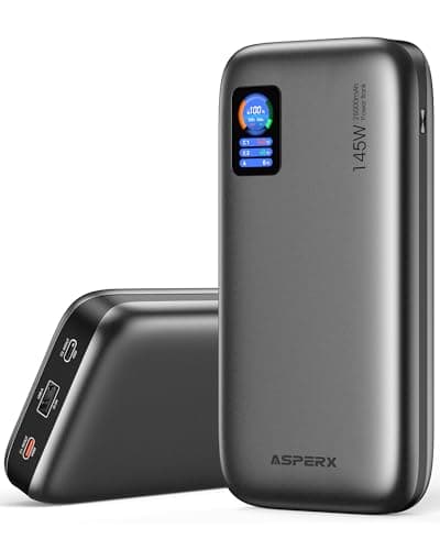 AsperX Laptop Power Bank, 25,000mAh 140W PD 3.1 Fast Charging Portable Charger, TFT Smart Display USB C Battery Pack(92.5Wh) for MacBook/iPhone 17/Dell XPS/Galaxy S25/Steam Deck/ipad (Flight-Approved)