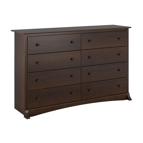 Prepac Sonoma 8 Drawer Double Dresser for Bedroom, Wide Chest of Drawers, Bedroom Furniture, Clothes Storage and Organizer, 17.25" D x 59" W x 37" H, Espresso, EDC-6338