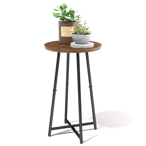 REFGY Plant Stand Indoor, Wood Plant Stand for Indoor Plants, Mid Century Plant Table,Modern Small Round Flower Pot Stand, Single Tall Plant Holder for Living Room,Balcony, Rustic Brown End Side Table