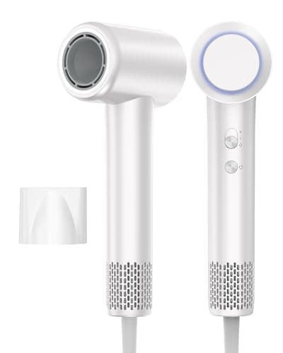 Hair Dryer,110,000 RPM Professional Blow Dryer - Brushless Motor with Negative Ionic Technology for Faster Drying,Magnetic Nozzle,Compact Design for Women Home&Travel Use,White