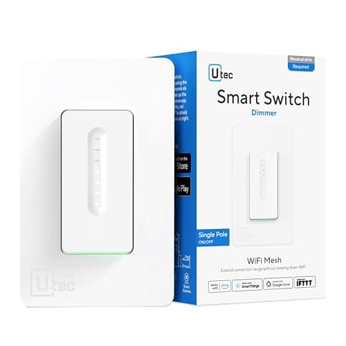 UTEC Smart Dimmer Switch, Single-Pole Smart WiFi Mesh Switch for Dimmable Bulbs, Compatible with Alexa, Google Assistant and SmartThings, 2.4GHz Wi-Fi Only, FCC/ETL Certified, No Hub Required, 1 Pack