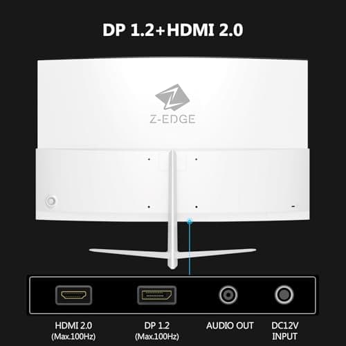 Z-Edge 24-inch Curved Gaming Monitor, Full HD 1080P 1920x1080 LED Backlight Monitor, with 100Hz Refresh Rate and Eye-Care Technology, U24C 178° Wide View Angle, DP+HDMI 8