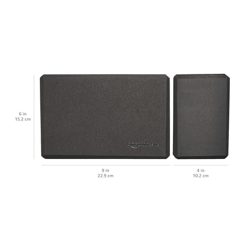 Amazon Basics Non-Slip Yoga Blocks, Set of 2, Deepen Poses, 4" x 9" x 6", Black 6