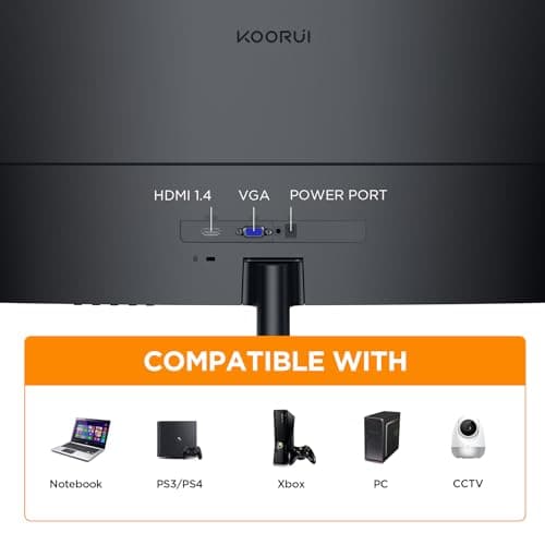 KOORUI 24 inch Curved Monitor, Full HD 1080P Curved Computer Monitor, 1500R Screen, HDMI VGA, Tilt Adjustment, LCD Display, Eye Care, Black 24N5CA 5