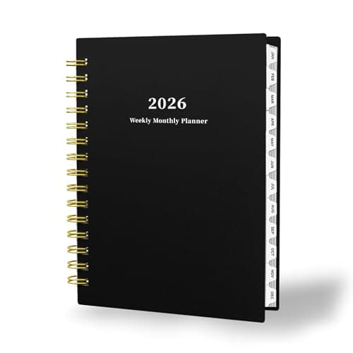 Ymumuda 2026 Planner, Daily Weekly and Monthly Planner，Jan 2026 - Dec 2026, 8.4" x 6.3", 2026 Calendar Planner Book with Tabs, Spiral Notebook with Inner Pocket for Office Home School Supplies