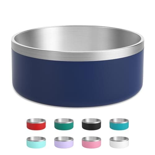 LIHOOOOM Stainless Steel Dog Bowl, Metal Water and Food Dish for Large Dogs, Insulated Non-Slip Pet Bowl, Easy Clean, 40oz, Blue