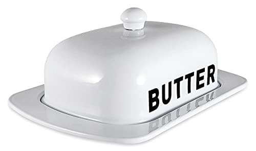 Metal Storage Canisters and Containers for Home and Kitchen Organization, Function, and Decor (White Butter Dish) 4