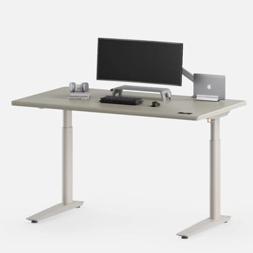Autonomous Beige Electric Standing Desk 5 Pro 53×29 Inches, Premium Adjustable Height Desk, Dual Motor Sit Stand Desk with Hidden Keypad Control & Cable Tray for Home Office