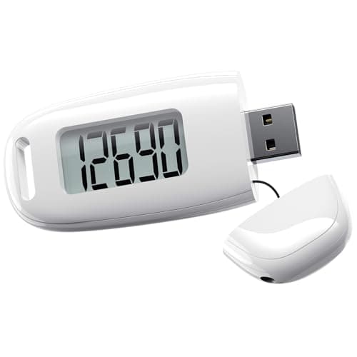 KONTYNU 3D Pedometer for Walking, Simple Walking Step Counter with Removable Clip and Strap, USB Rechargeable Step Tracker with Backlight, Accurate Step Counter for Men Women Kids Seniors, White