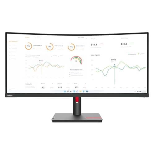 Lenovo ThinkVision T34w-30 34" Class UW-QHD Curved Screen LED Monitor - 21:9 - Raven Black
