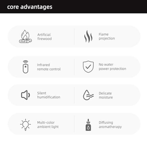 Fireplace Aroma Diffuser with Remote Control - 7 Color Changing LED Flame Essential Oil Diffuser, 1/3/5 Hour Timer, Ultrasonic Cool Mist Humidifier for Home, Office, Yoga Meditation, Spa 9