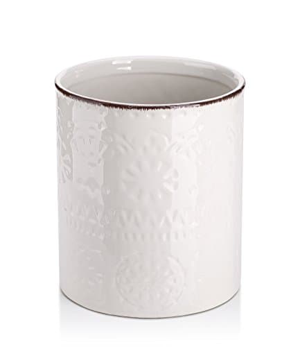 DOWAN 7.2" Kitchen Utensil Holder, Extra Large Farmhouse Utensil Holders for Countertop, Ceramic Utensil Crock, Anti Slip Cork Bottom