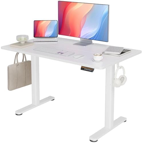 Seang Standing Desk with Adjustable Height, 48x24 Inch Electric Stand Up Desk for Home Office, Studio, Computer Workstation, White Top