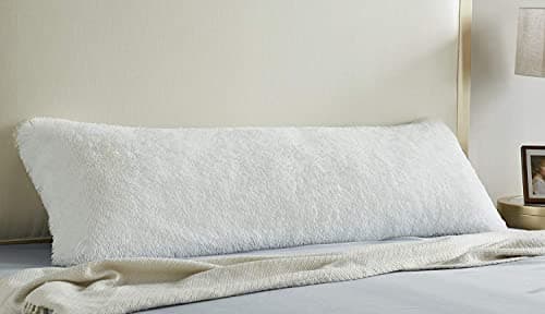 COIZA Body Pillow Cover, Big Plush Shaggy Luxury Ultra Soft Body Pillowcase with Zipper, Throw Body Pillow Cases (White, 21 * 54")