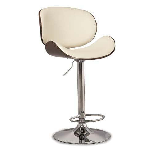 Signature Design by Ashley Bellatier Mid-Century Modern 34" Adjustable Height Curved Bar Stool, Brown & White