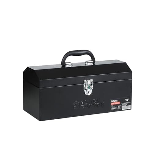 Black Canyon 16 Inch Tool Box, Metal Tool Box, 0.8mm Carbon Steel, Portable&Padlockable, 4 Non-Slip Foot Pads, Ideal for Trailer, Mechanic, DIY-ers, Car Toolbox, Workshops, Garages, Repair Shops