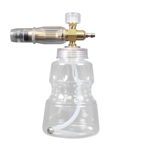 MaxFlow Foam Cannon - 1 Liter Capacity with Adjustable Nozzle, 1/4" & M22 Quick Connector, 4 Orifices & Stainless Steel Filter - Thick Foam Power Washer Accessory for Washing Cars