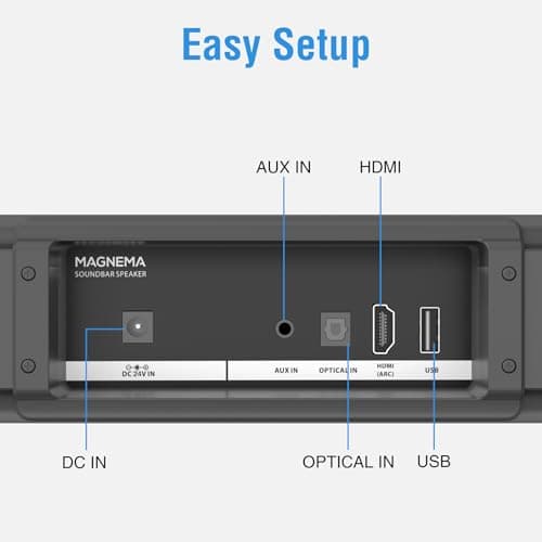 MAGNEMA 2.1ch 120W Sound Bar for TV with Dolby Audio and Dual Built-in Subwoofers, Bluetooth TV Speaker Soundbar with HDMI-ARC, RCA and Optical Connectivity, Enhanced Clarity and Balanced Bass, Black 5