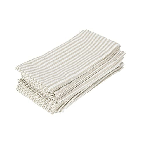 INFEI Plain Striped Cotton Linen Blended Dinner Cloth Napkins - Set of 12 (40 x 30 cm) - for Events & Home Use (Beige) 9