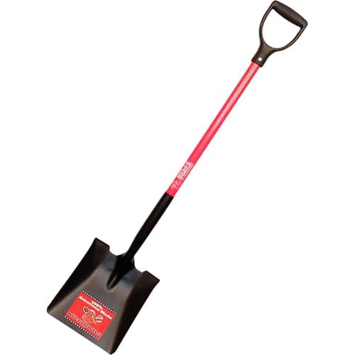 Bully Tools Square Point Shovel – Heavy Duty 14-Gauge Steel Metal Tool with D-Grip Fiberglass Handle for Landscaping, Digging, Soil Moving, Cleanup Job & Yard Projects - 100% Made in The USA, 46-Inch