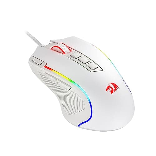 Redragon M612 Predator RGB Gaming Mouse, 8000 DPI Wired Optical Mouse with 11 Programmable Buttons & 5 Backlit Modes, Software Supports DIY Keybinds Rapid Fire Button, White