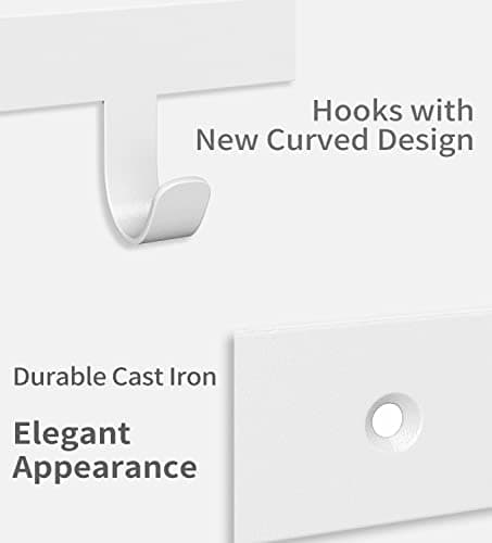 Livelab Towel Rack, Towel Racks for Bathroom Wall Mounted, 6 Hooks White Towel Holder for Bathroom Space Saving, Waterproof Rustproof Easy Install Towel Hanger for Bathroom, Pool, Living Room 7