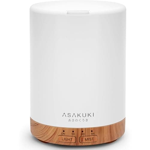 ASAKUKI 300ML Essential Oil Diffuser, Quiet 5-in-1 Premium Humidifier, Home Fragrance Aroma Diffuser with 7 LED Color Changing Light and Auto-Off Switch -Light Brown