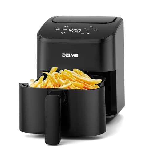 DEIME Air Fryer, Small Digital 3 Qt Airfryer Space Saving Compact, Bake, Reheat, Roasts for Quick Easy Meals, Mini Compact & Quiet, Nonstick & Dishwasher Safe Basket (Black)