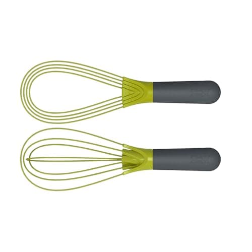 Joseph Joseph Twist Whisk 2-In-1 Collapsible Balloon and Flat Whisk Silicone Coated Steel Wire, Gray/Green 5