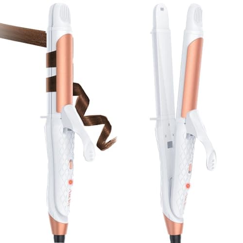 Dual Voltage Curling Iron 2-in-1 Curling Iron 1 Inch,(100V~240V) Dual Voltage Hair Straightener Travel Curling IRO n European Flat Iron (White)