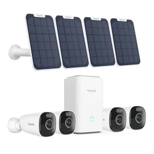 REOLINK 4K Security Cameras Wireless Outdoor System, Encrypted 1 Year Local Storage, Color Night Vision, 2.4/5GHz Wi-Fi, AI Detection, No Monthly Fee, Home Hub with 4X Eco Ultra+Solar Panel